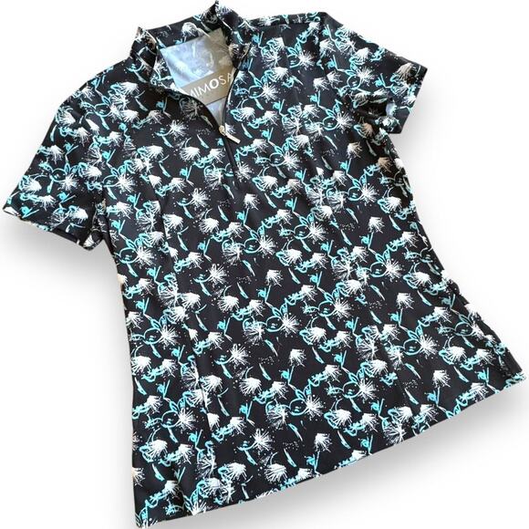 NEW Mimosa by nVo Payten 1/4 Zip Golf Mock Neck Black Floral UPF 30+ Women’s L - Picture 1 of 10